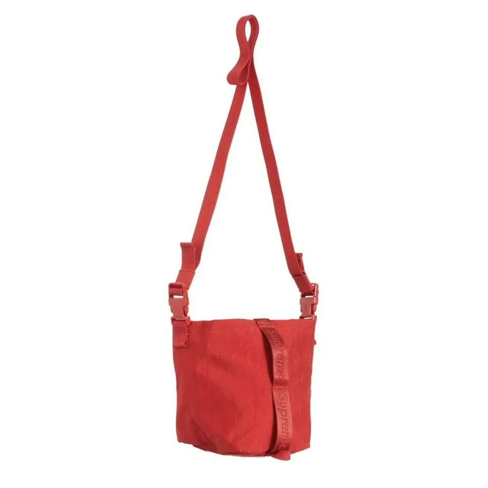 Supreme Red Logo Cordura Neck Pouch Bucket Bag 7x7.5in